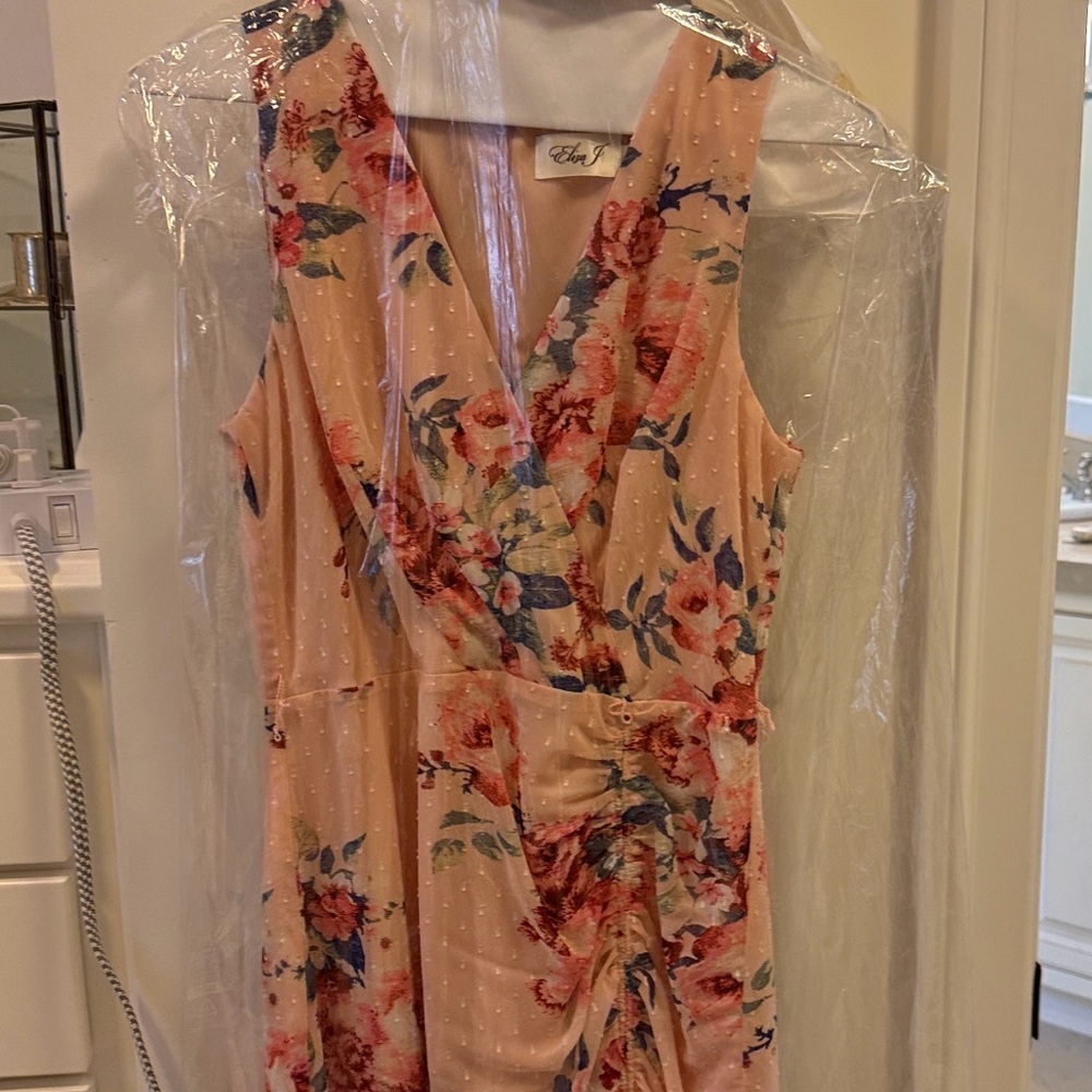 Eliza J Pink Floral Midi Dress